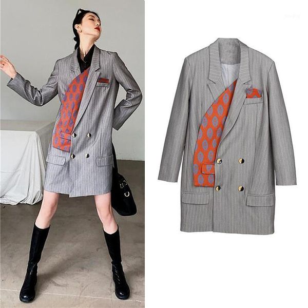 

fashion autumn women blazers and jackets work office lady suit double breasted patchwork business female blazer women coat sl3811, White;black