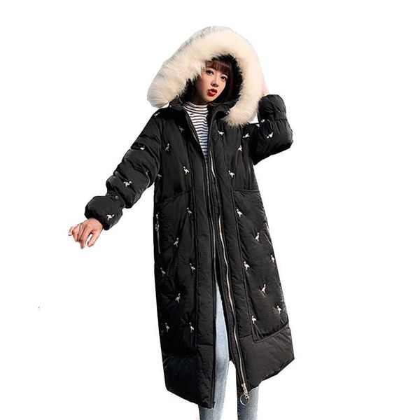 

winter 2020 new down cotton jacket oversize itself thicken women's coat ladies long plus size women parkas a264, Black