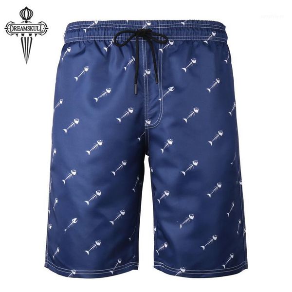 

beach shorts new fashion m-6xl size print men beach shorts elastic waist quick dry men fish bone de bain homme1, White;black