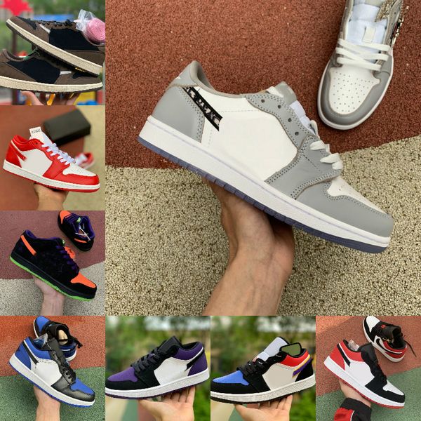 

2021 new 1 1s basketball shoes mens low sneakers grey black sail grey crystal shattered backboard chicago bred unc hyper royal trainers