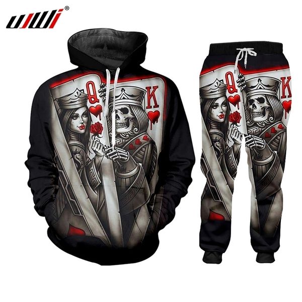

ujwi new zip hoodies man sweatsuit 3d print skull poker q&k casual big size costume male zipper coat winter fashion hoody 201118, Gray
