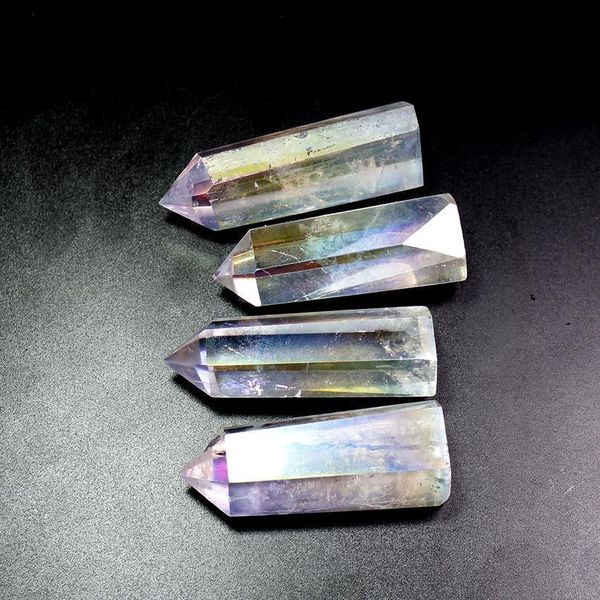 

natural clear crystal quartz electroplating rainbow wand point healing stones for aquarium crafts making ornaments ho jlltky, Black