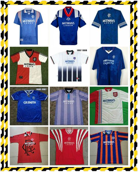 

retro glasgow rangers 1996-97 soccer jerseys gascoigne mccoist laudrup futbol kit vintage football camiseta classic shirt, Black;yellow