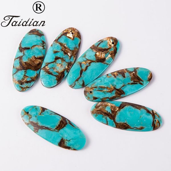 

diy jewels flatback oval blue copper t-urquoise cushion cabochon with 2 holes 20*50mm 2pcs/lot 200930, Black