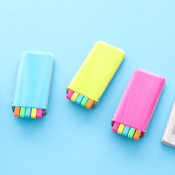 

5 Colors/Box Candy Colors Highlighter Pen Hand-held Portable Mildliner Fluorescent Marker Pen Drawing Writing Pen Stationery