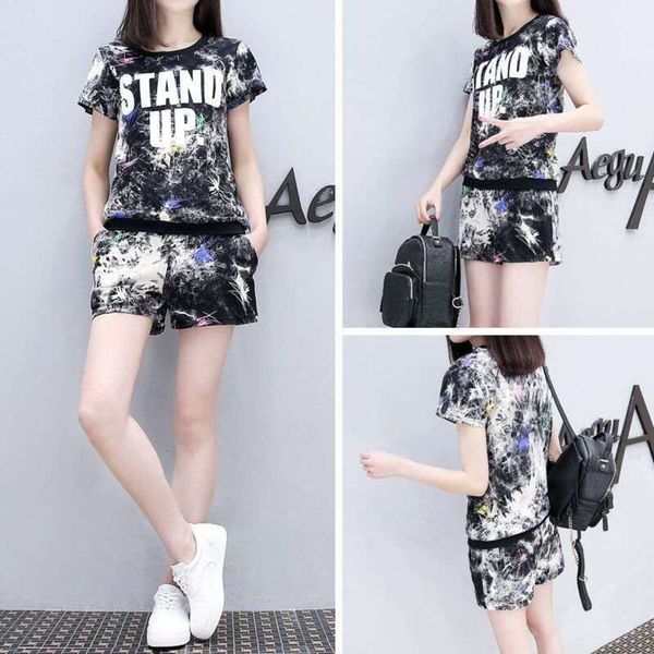 

sportswear qiaobeini summer fashion new casual suit women's slim fit short sleeve t-shirt women, Gray