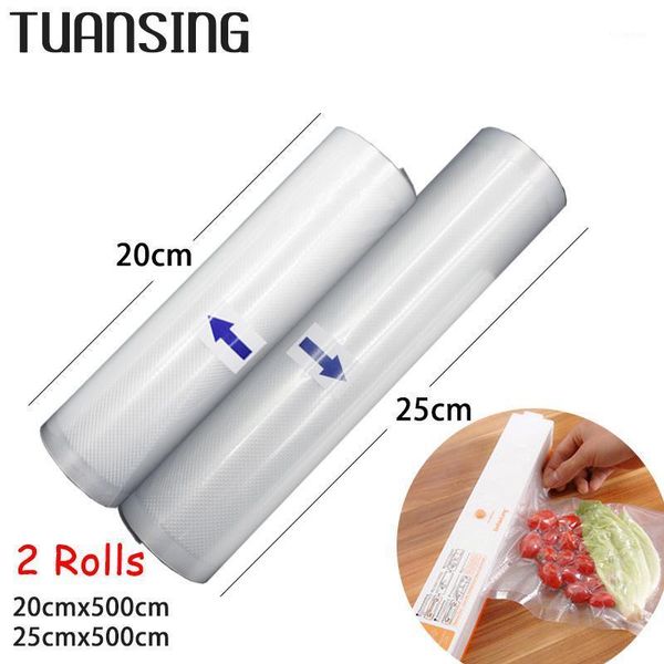 

vacuum food sealing machine 2 rolls/lot heat sealer saver bags fruit storage saran wrap 20x500cm and 25x500cm for sealer1