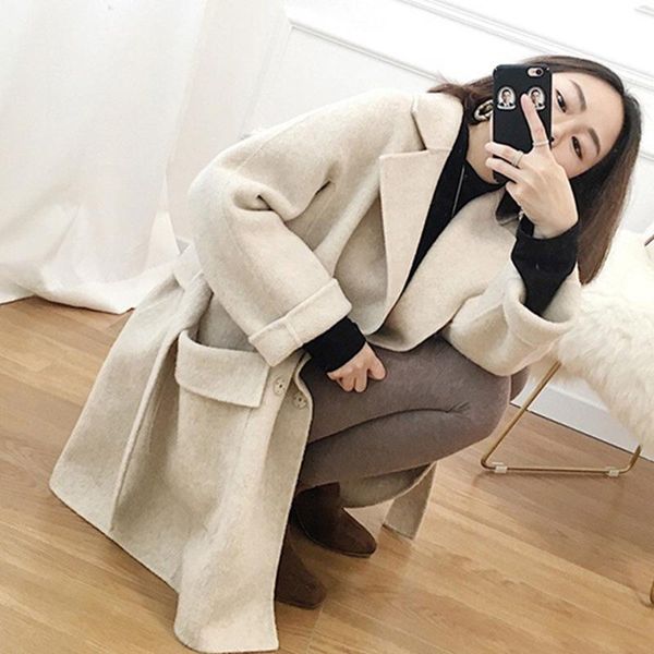 

small double-sided cashmere wool coat women's new mid length hepburn style waistcoat in autumn / winter 2020, Black