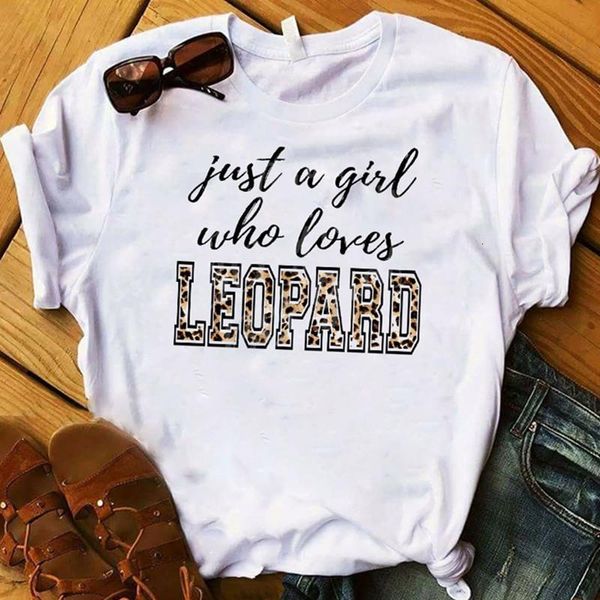

women leopard graphic printed tee funny harajuku female t shirt korean short sleeves kawaii streetwear shirts, White