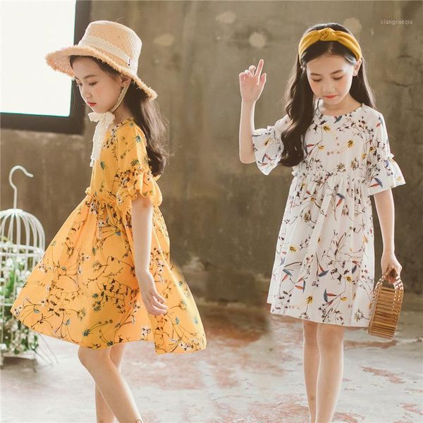 

girls' summer dresses 2020 new kids flowers dress children princess dress brand toddler girls baby chiffon dress,#28411, Red;yellow