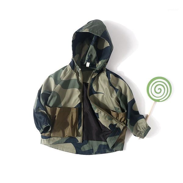 

baby hooded jacket camouflage print with big pocket elastic cuffs smooth zipper coats spring clothing jackets outwear1, Blue;gray