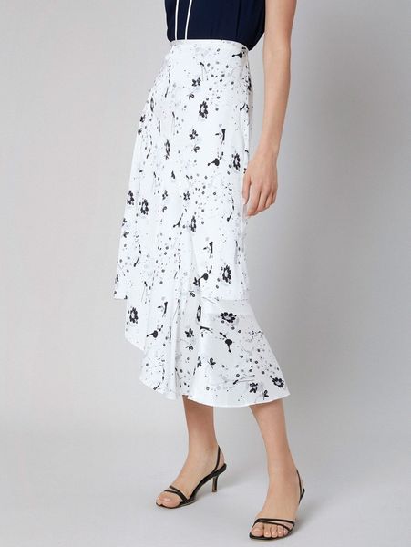 

motf premium asymmetrical high waist skirt g0au#, Black