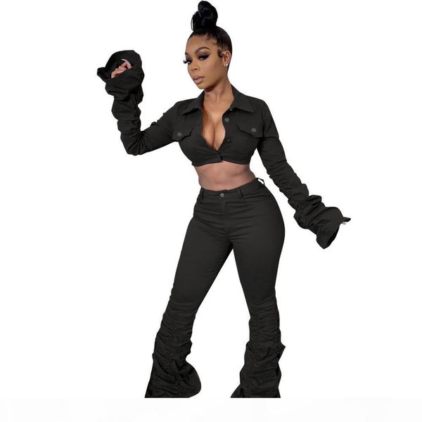 

women tracksuits stacked leggings stacked sweatpants women two piece set crop + flare pants stacked joggers bell bottom pants 8221, Gray