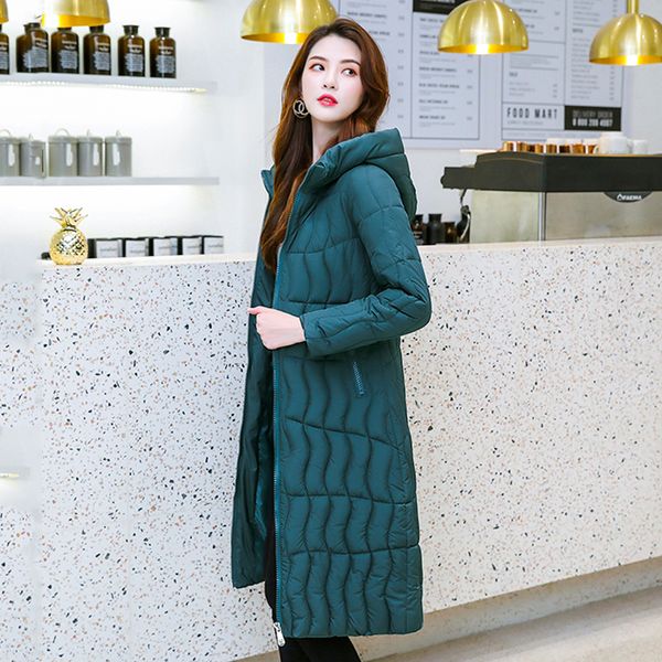 

2021 newwinter jacket women long thick hooded oversized cotton padded office ladies outwear warm coat doudoune femme mvu5, Black