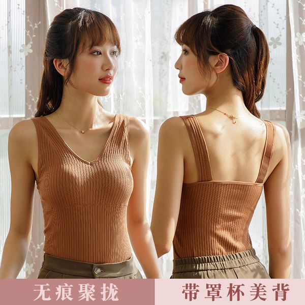 

autumn and winter bottoming, warm vest for women with latex breast pad, v-neck without steel ring to gather warm underwear for women, Black;white