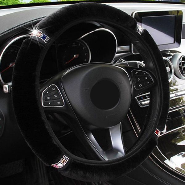 

auto steering wheel cover soft car rhinestone autumn 37-38cm protector1