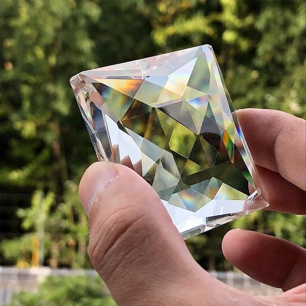 

75mm square crystal chandelier drilled lamp prism parts drop diy pendant decor suncatcher haning ornament h bbykxw