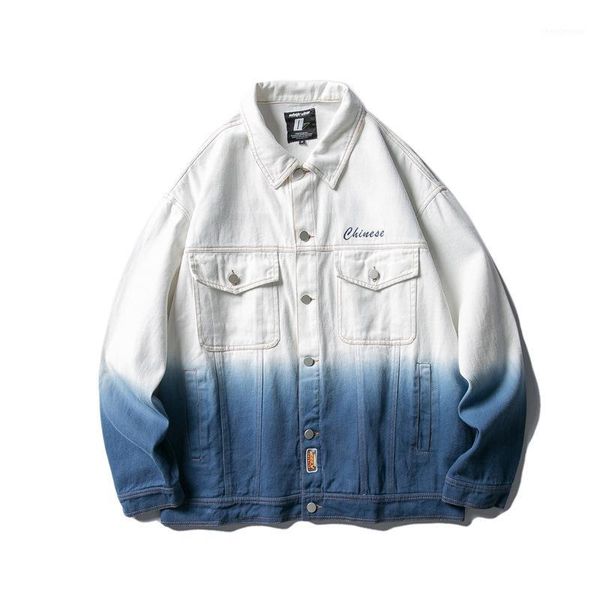 

autumn jacket men's national fashion loose gradient color tooling men's bf neutral casual jacket1, Black;brown