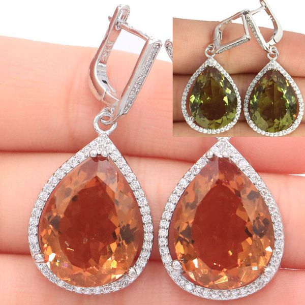 

43x19mm special big heavy 17.1g white drop 20x15mm created color changing spinel zultanite cz woman's silver earrings 200923