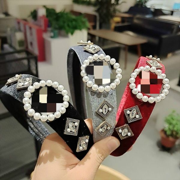 

lots style luxury letter retro rhinestone handmade hair bands crystal velvet wide alloy pearl headband wedding hair jewelry women lady gifts, Silver