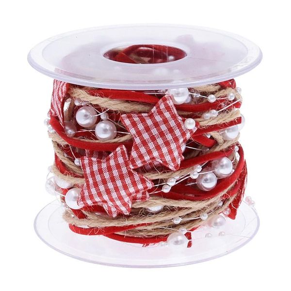 

christmas decorations red artificial bead ribbon five pointed star chain diy tree decoration craft