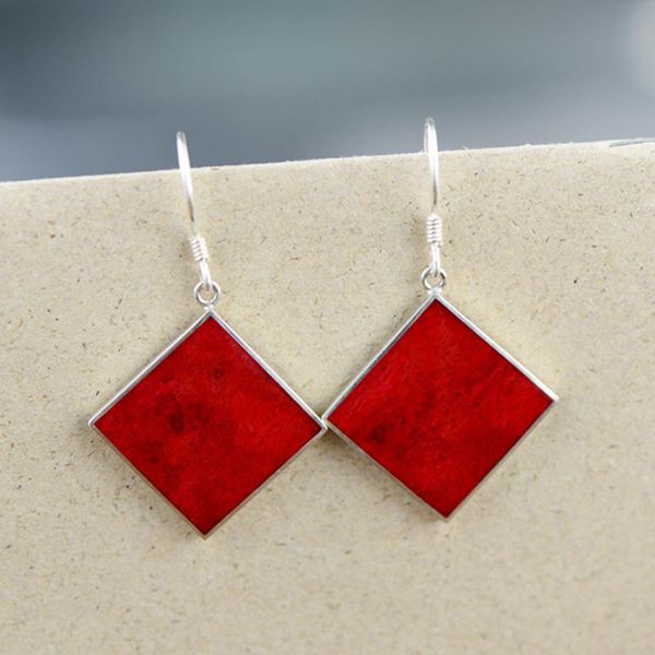 

silver 925 jewelry earring natural gemstone coral shell square drop earrings for women gifts personalized jewelry brinco