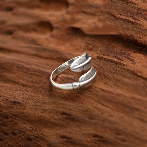 

feather ring 100% real 925 sterling silver fine jewelry men classic japan takahashi thailand women fashion hiphop style gr1 201118, Slivery;golden