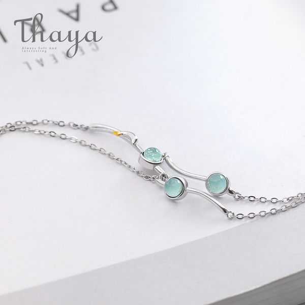 

thaya original s925 silver dolphin gemstone two layer bracelet music of sea bracelet ladies jewelry chain link bracelet 200925, Black