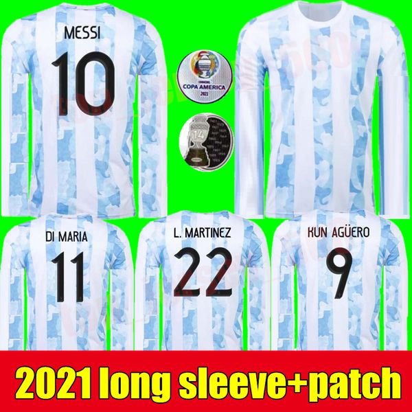 

2021 men copa america long sleeve argentina soccer jersey maradona messi dybala kun aguero higuain 21 22 football shirts, Black
