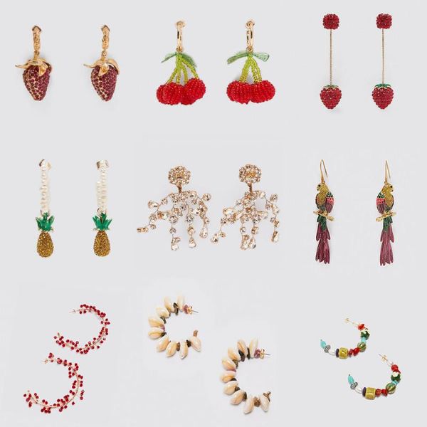 

dangle & chandelier miwens 2021 metal drop earrings for women charm crystal beads circle statement handmade shell accessories fruit jewelry, Silver