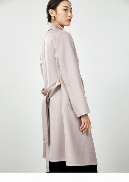 

2020 custom made womens x-long elegant pink double sided cashmere wool coats turtle neck long sleeves dhl ing, Black