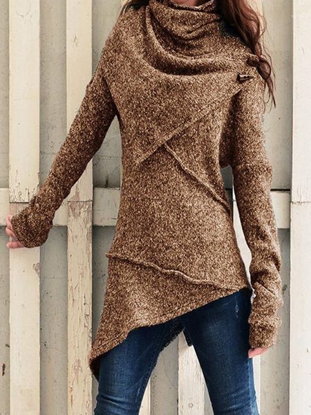

womens autumn and winter casual solid color jumpers long sleeve loose blouses cowl neck comfort knit sweaters pullover female1, White;black