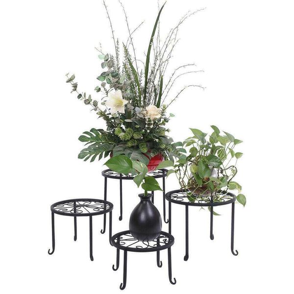 

metal plant stand 4 in 1 potted iron planter floor flower pot round rack display