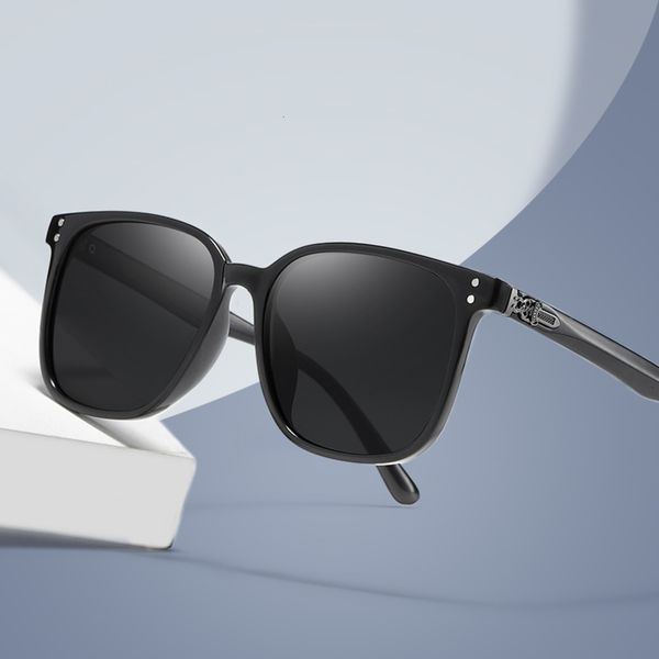 

driving fat big face men's sunglasses simple widened large box sunglasses women's polarized anti ultraviolet tide, White;black