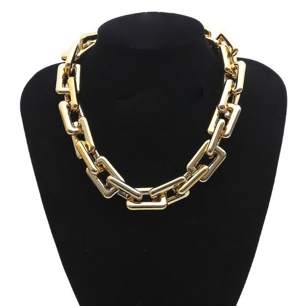 

chokers punk choker necklace women men simple gold silver chunky collar thick chain statement jewelry gift, Golden;silver