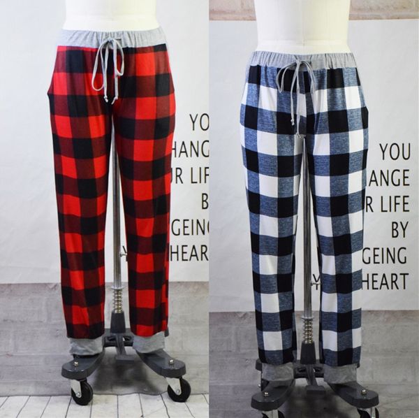 

plus size womens pants casual sports gym leggings elastic fitness multicolor plaid pencil pants ladies full tights yoga pants e111805, Black;white