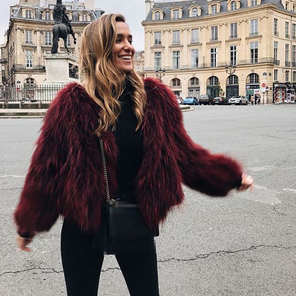 

malina slim faux fur short coats women fashion solid v neck jackets women elegant long sleeve coats female ladies jmx1016, Black;brown