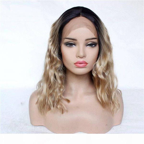 

wave synthetic hair lace front wig perruques de cheveux humains lace frontal wigs 14~26 inches 18113-1b-18, Black;brown