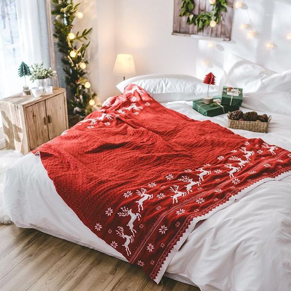 

blankets merry christmas red elk knit home soft quilt throw blanket sofa winter for holiday decorative 51" x 71"1