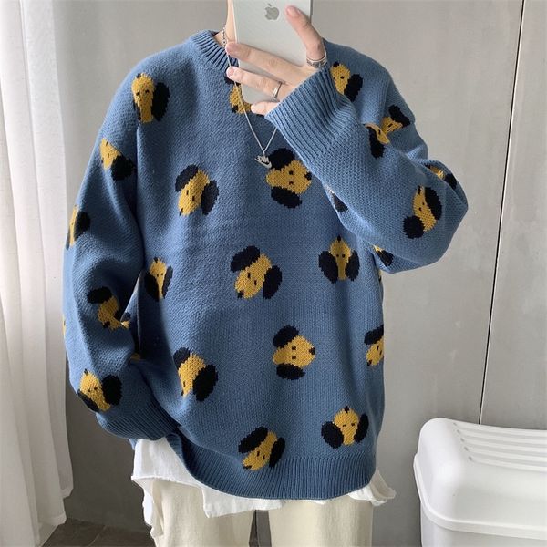 

privathinker dogs embroidery o-neck men sweaters autumn cartoon knitted pullovers new men's man streetwear casual knitwear 201028, White;black