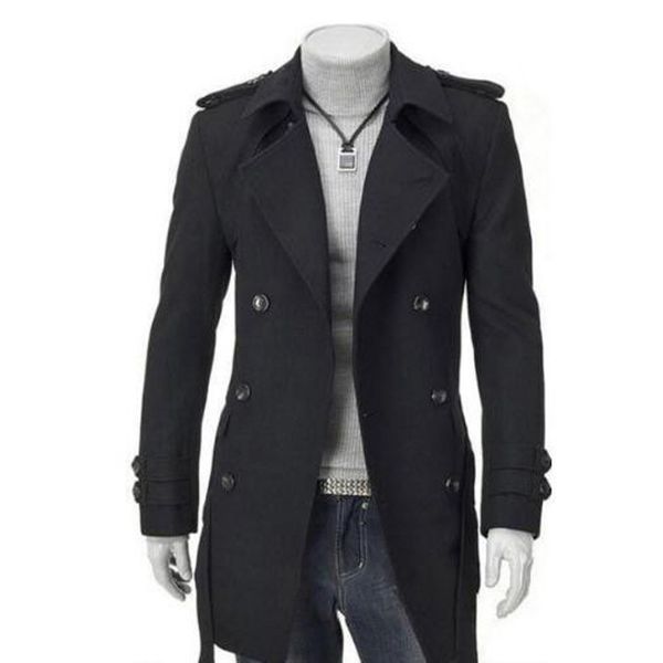 

2021 more male size single-fashion powder breasted long casual jacket fine trench men suit young coat 17nx, Black;brown