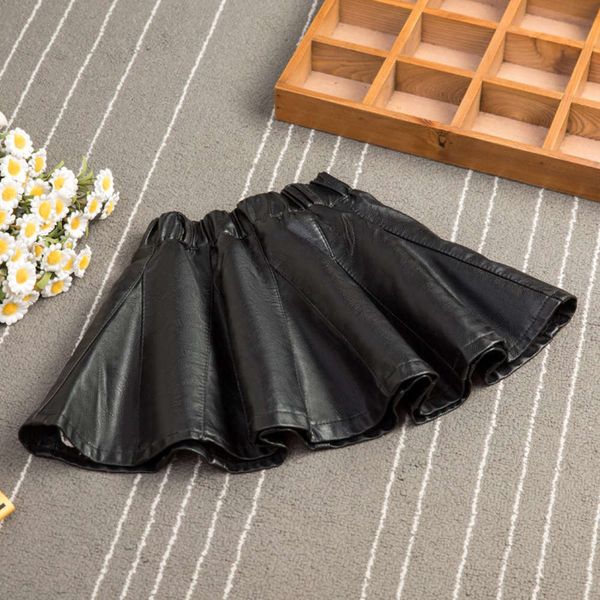 

sle 2020 small autumn winter foreign girl's new children's short skirt pu leather little girl middle and big child nwy4, Blue