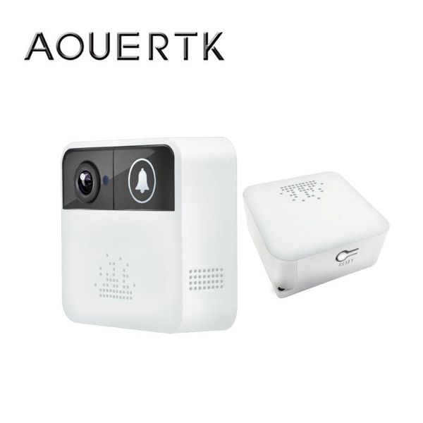 

aouertk 720p hd wifi battery doorbell wireless security camera two way audio with ringbell intercom doorbell app control