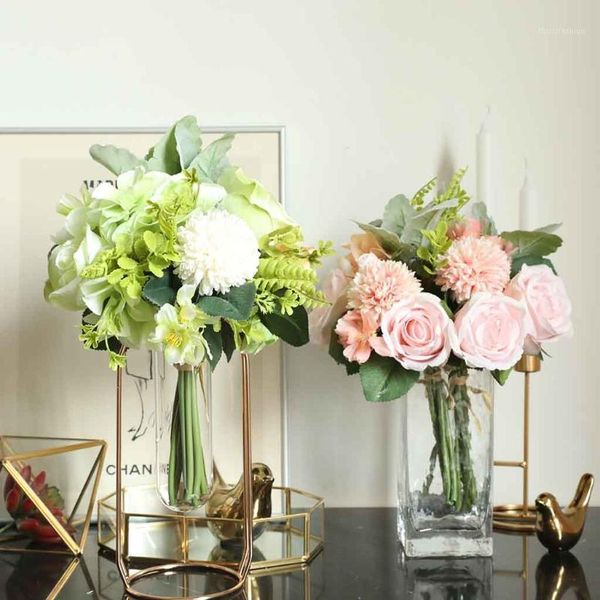 

selling 2020 products artificial rose flower peony flower leaves bridal bouquet wedding home decor support dropshipping1