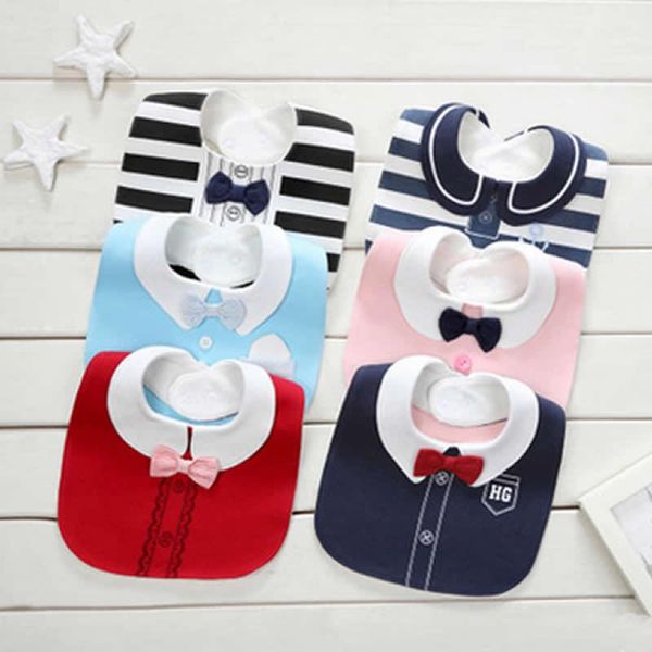 

hair accessories baby bibs baberos bavoir slabber waterproof cotton stripe infant western bow tie gentleman bib saliva towel burp cloth, Slivery;white