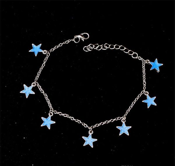 

fashion luminous pentagram star ankle heart star charm bracelet anklets sandal beach leg chain for women su bbytuf nana_shop, Red;blue