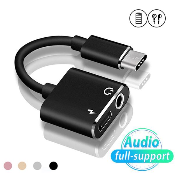 2-in-1-Typ-C-Kopfhörer-AUX-Audio-Splitter-Adapter Xiaomi Huawei Samsung USB-C-Tot-3,5-mm-Klinkenstecker-Audio-Splitter-Konverter