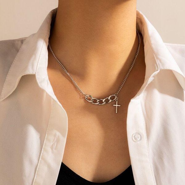

brling new 2020 fashion ins vintage chain pendant choker niche design cross, short hip-hop necklace for women girls gifts party, Golden;silver