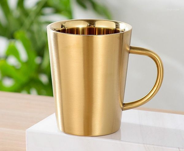 

304 stainless steel double layer coffee cup creative water cup heat insulation and anti-ironing household goods beer1