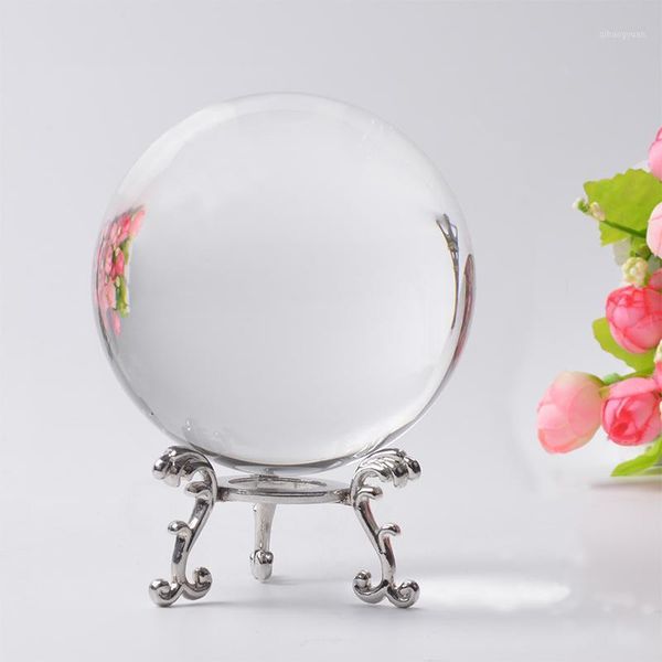 

6/7/8 cm clear quartz crystal ball natural amber stones feng shui glass pgraphy balls sphere home decor good luck gift globe1